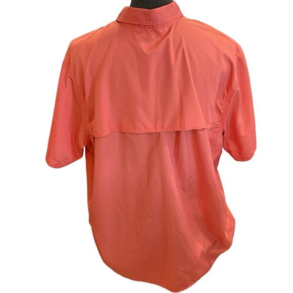 XXL Eddie Bauer Coral Solid Fishing Button Down Shirt Short Sleeve Men’s - Picture 5 of 7